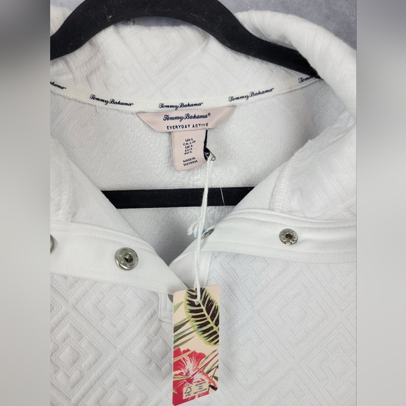Tommy Bahama |‎ Quilted Mock Neck Sweatshirt Sz L White Everyday Active - Picture 5 of 10